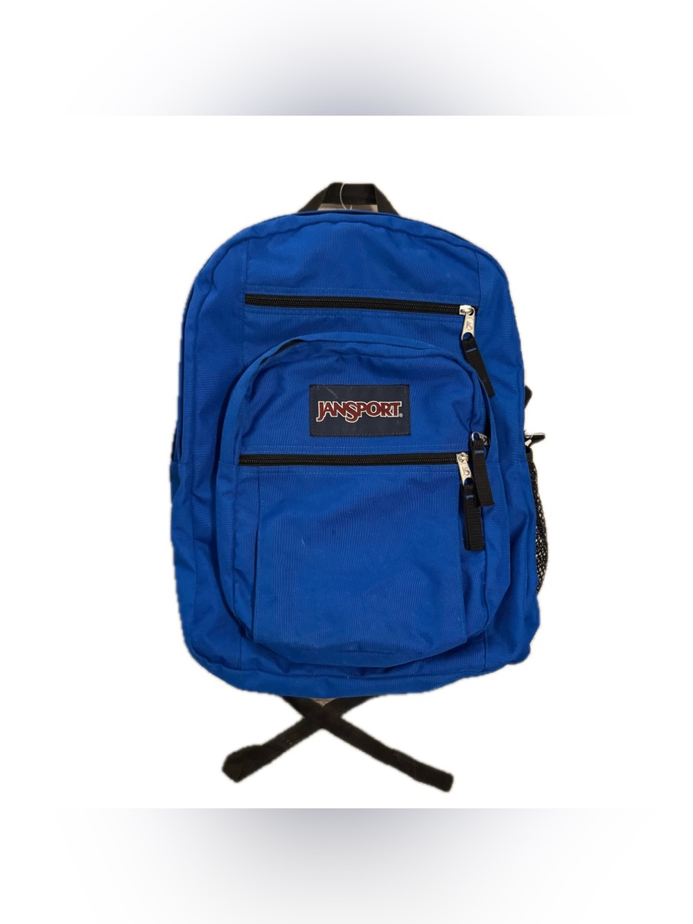 JanSport Large Blue/Black Zip Backpack Padded Adjustable Straps Front Pocket
